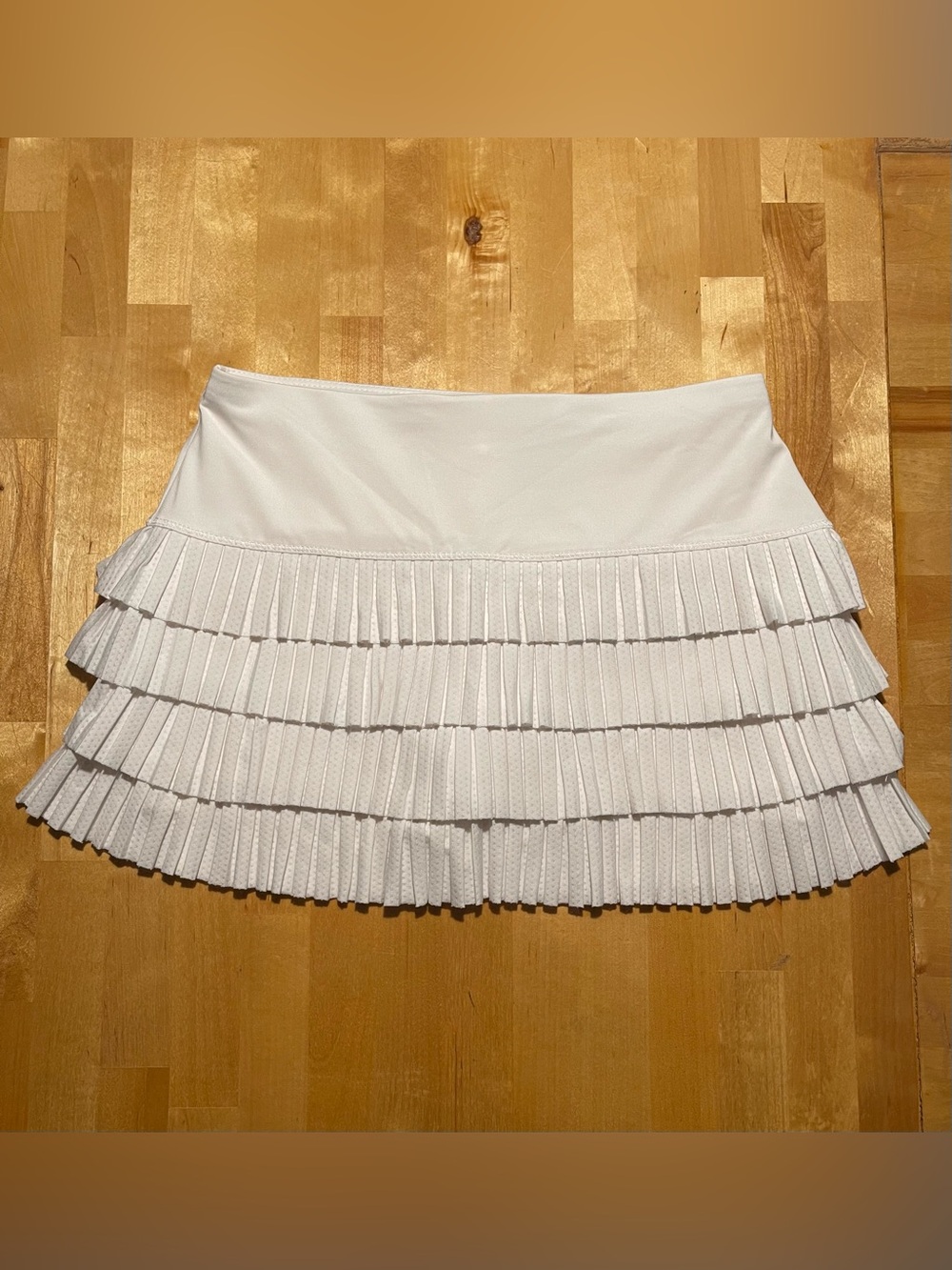 Lucky in Love White Layered Tiered Pleated Tennis Skirt / Skort – Size S (4-6)